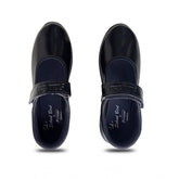 Black Rexine ox-ankle school shoes with Velcro closure for girls, ideal footwear for everyday wear